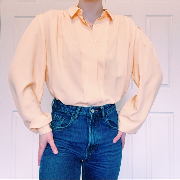 Cream Vintage 80s Blouse - Picture 1 of 8